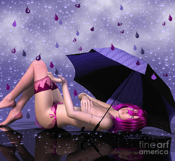3d Art Print featuring the digital art Purple Rain by Jutta Maria Pusl
