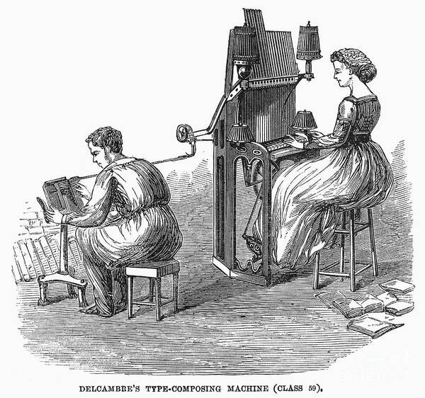 1867 Art Print featuring the photograph Type-composing Machine by Granger