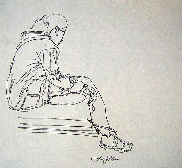 Lee Art Print featuring the drawing Pondering #1 by Lee Nixon