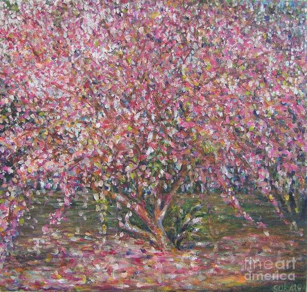 Pink Art Print featuring the painting A Pink Tree by Sukalya Chearanantana