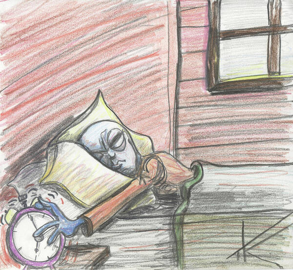 Sleep Art Print featuring the drawing Alien Keeps Snoozin by Similar Alien