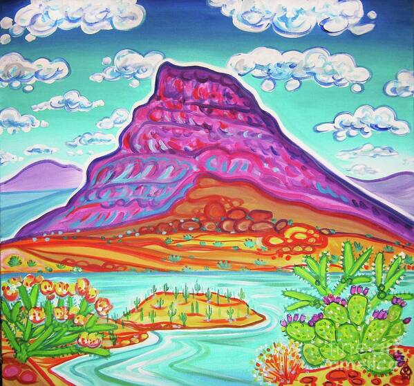 Colorful Artwork Art Print featuring the painting Apache Peak by Rachel Houseman