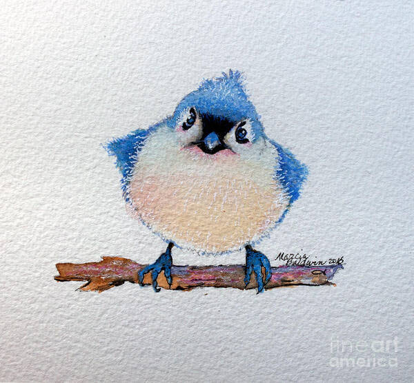 Bird Art Print featuring the painting Baby Bluebird by Marcia Baldwin