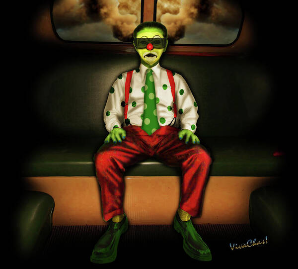 Bus Art Print featuring the photograph Back of the Bus Clown by Chas Sinklier