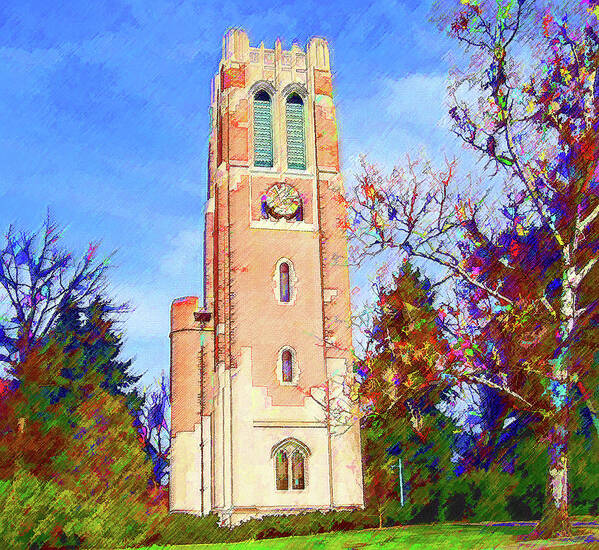 Beaumont Tower Art Print featuring the mixed media Beaumont Tower by DJ Fessenden