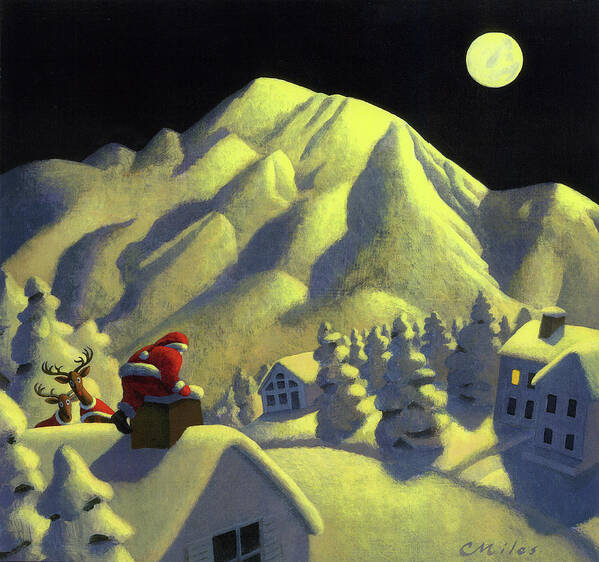 Christmas Art Print featuring the painting Christmas Under Olympus by Chris Miles