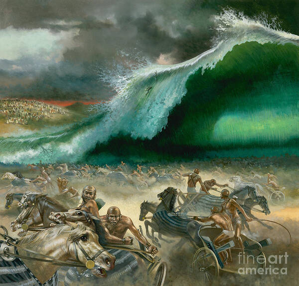 Crossing Art Print featuring the painting Crossing the Red Sea by Anonymous