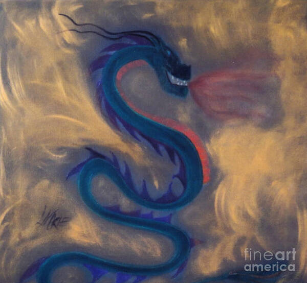Dragon Art Print featuring the painting Enter the Dragon by Artist Linda Marie