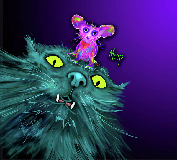 Dizzycats Art Print featuring the painting Fang and Meep by DC Langer
