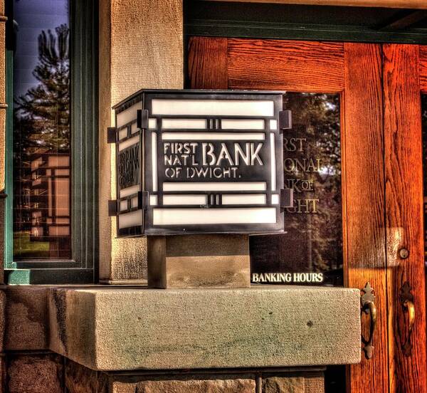 Dwight Art Print featuring the photograph First National Bank of Dwight by Fred Hahn