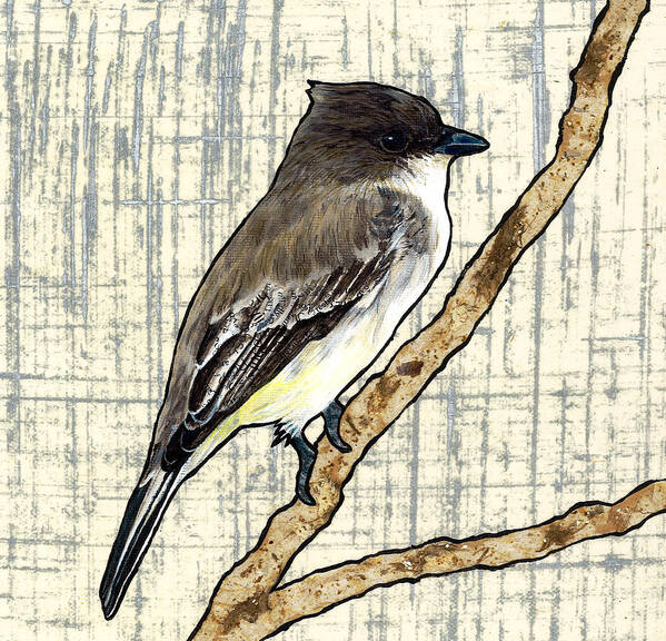 Woodland Bird Art Print featuring the mixed media Floyd by Jacqueline Bevan