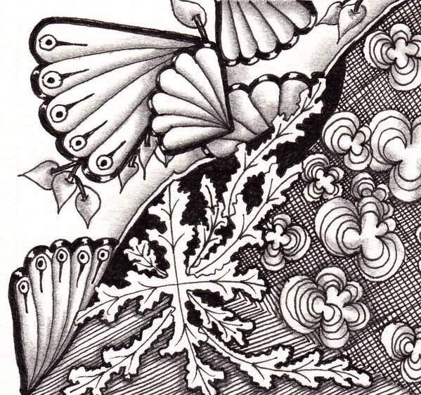 Zentangle Art Print featuring the drawing Four Seasons by Jan Steinle
