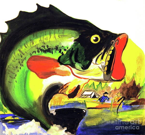 Follow @lindalsimon Fish Art Print featuring the painting Gone Fishing by Linda Simon