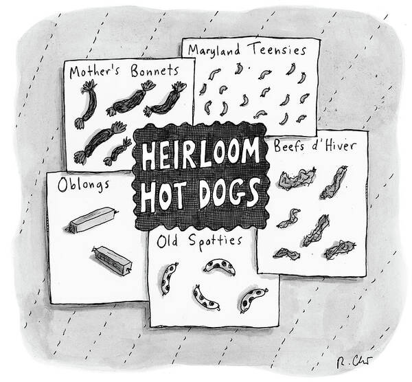 Categorization Art Print featuring the drawing Heirloom Hot Dogs by Roz Chast