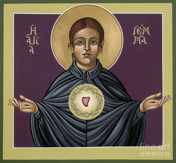 Holy Stigmatist St Gemma Galgani Art Print featuring the painting Holy Stigmatist St Gemma Galgani 114 by William Hart McNichols