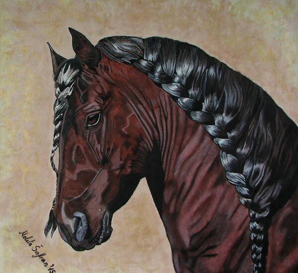 Horse Art Print featuring the painting Horse's haircut by Melita Safran