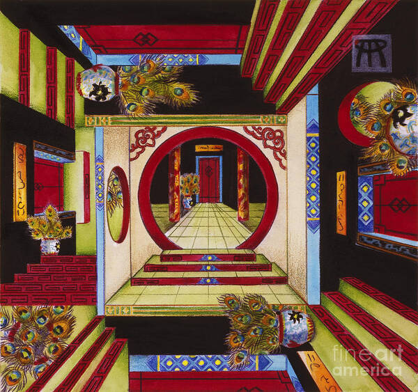 Escher Art Print featuring the painting House of Mirrors by Melissa A Benson