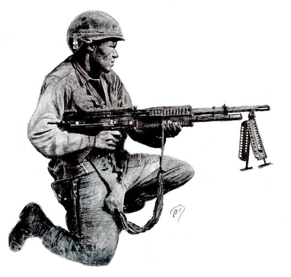M-60 Machine Gun Art Print featuring the painting M-60 by Joe Dagher