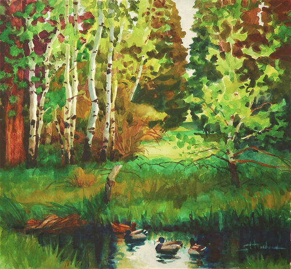 Country Art Print featuring the painting Mallard Grove by Steve Henderson