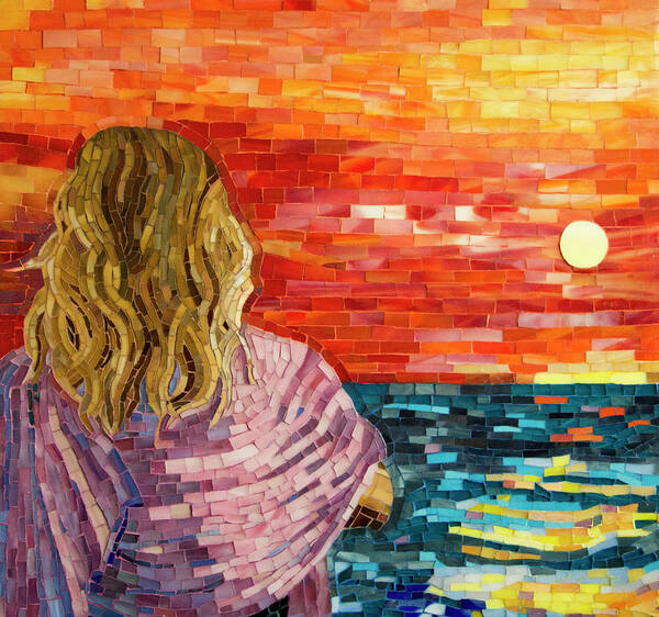 Mediterranean Art Print featuring the mixed media Mediterranean Sunset detail by Adriana Zoon