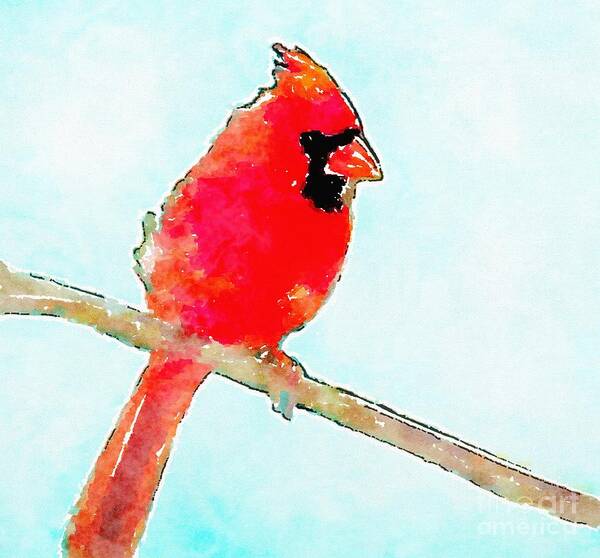 Northern Cardinal Art Print featuring the painting Northern Cardinal by Modern Watercolor Art