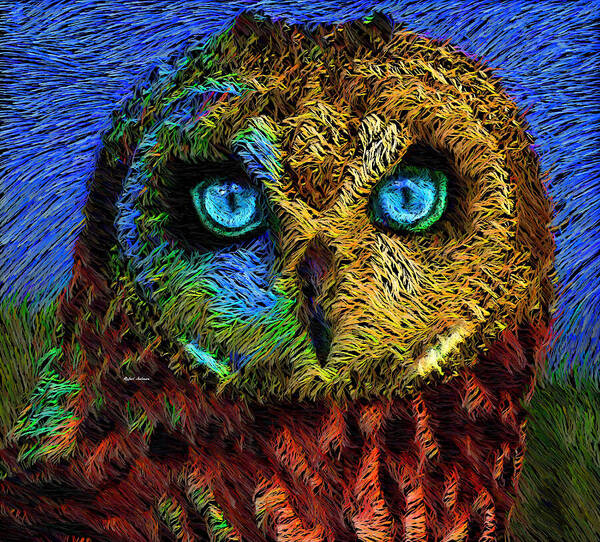 Rafael Salazar Art Print featuring the digital art Owl by Rafael Salazar
