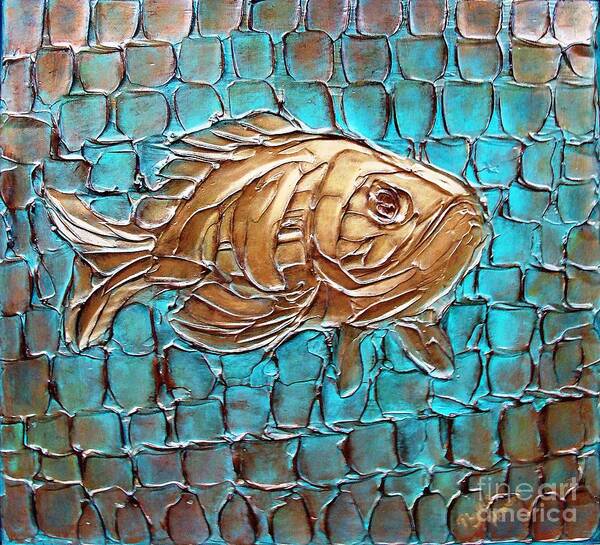 Metalic Art Print featuring the painting Poisson D'ore by Phyllis Howard