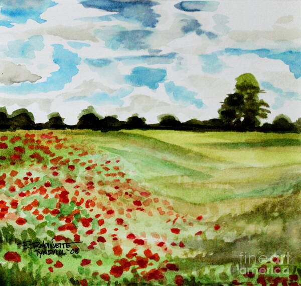Landscape Art Print featuring the painting Poppy Meadow by Elizabeth Robinette Tyndall