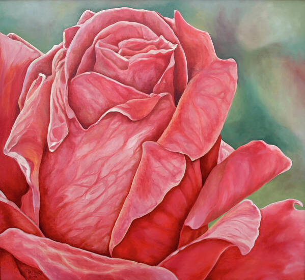 Oil Painting Art Print featuring the painting Red Rose 93 by Steven Ward
