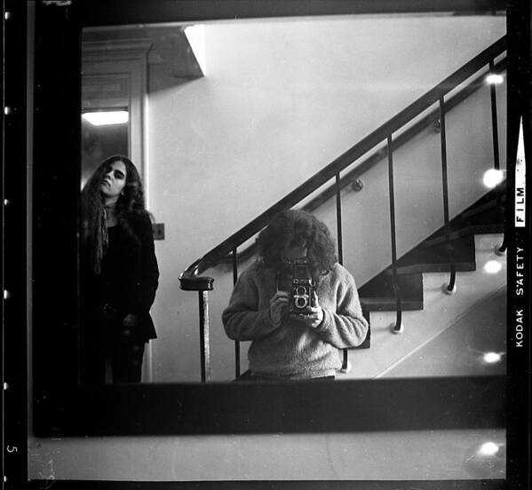 Self-portrait Art Print featuring the photograph Self-Portrait, with Woman, in Mirror, Full Frame, 1972 by Jeremy Butler