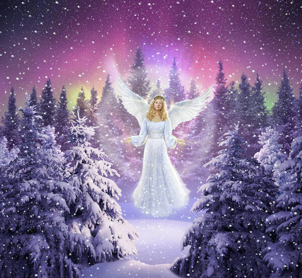 Angel Art Print featuring the digital art Snow Angel by Jerry LoFaro