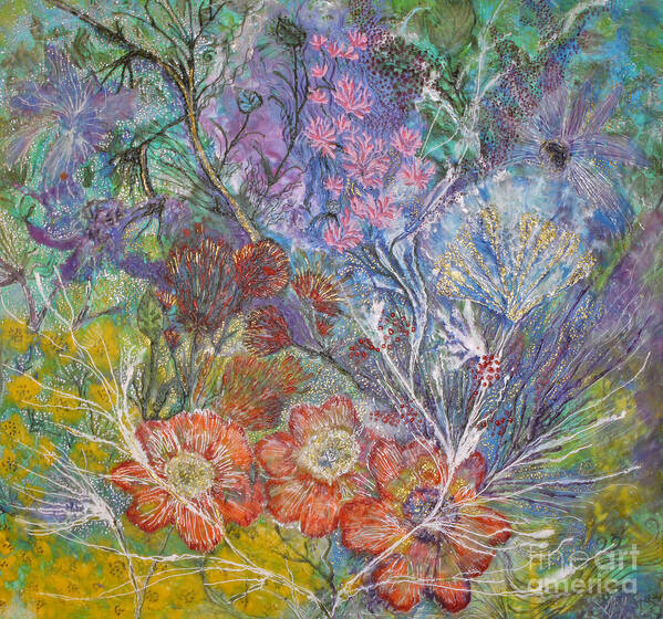 Flowers Art Print featuring the painting The Chakrah Garden by Heather Hennick
