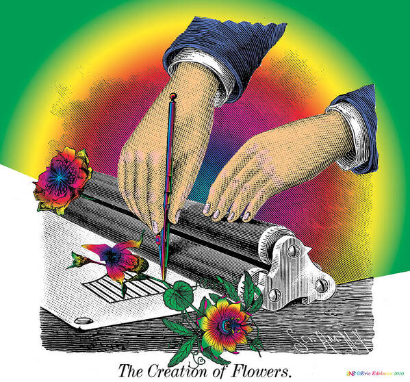 Flowers Art Print featuring the digital art The Creation of Flowers by Eric Edelman