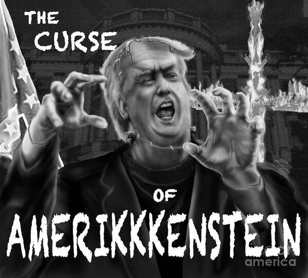 Political Satire Art Print featuring the painting The Curse of Amerikkenstein by Reggie Duffie