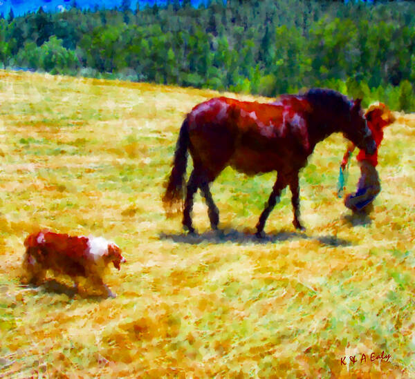 Horse Art Print featuring the photograph The New Mare and The Perfect Summer Day by Anastasia Savage Ealy