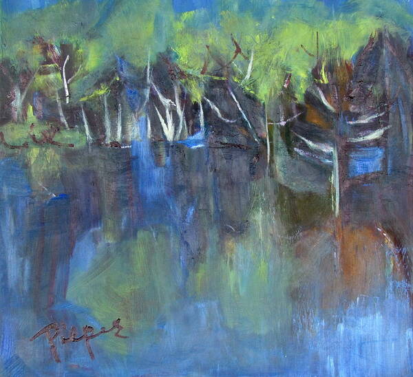  Abstraction Of Trees Art Print featuring the painting Tree Imagery by Betty Pieper