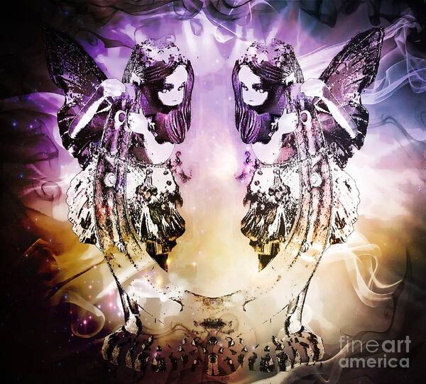 Black Art Print featuring the photograph Twin Fairies 2 by Michelle Frizzell-Thompson