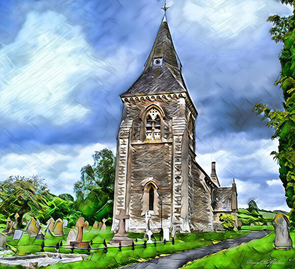 Church Art Print featuring the digital art Very Old Church by Pennie McCracken