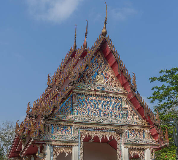 Temple Art Print featuring the photograph Wat Kao Kaew Phra Ubosot Gable DTHCP0020 by Gerry Gantt
