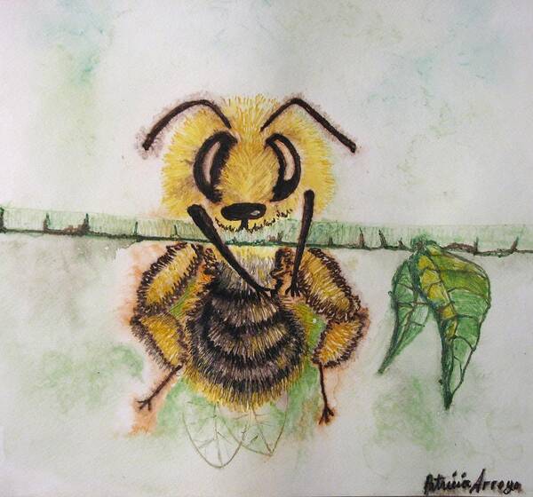 Bumblebees Art Print featuring the painting Where Am I by Patricia Arroyo