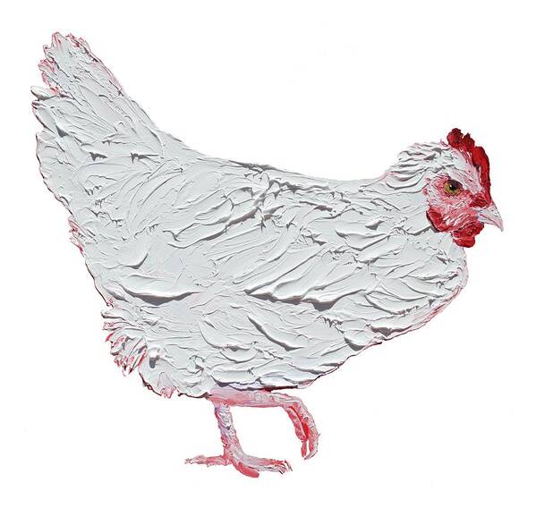 Chicken Art Print featuring the painting White chicken on white background by Jan Matson