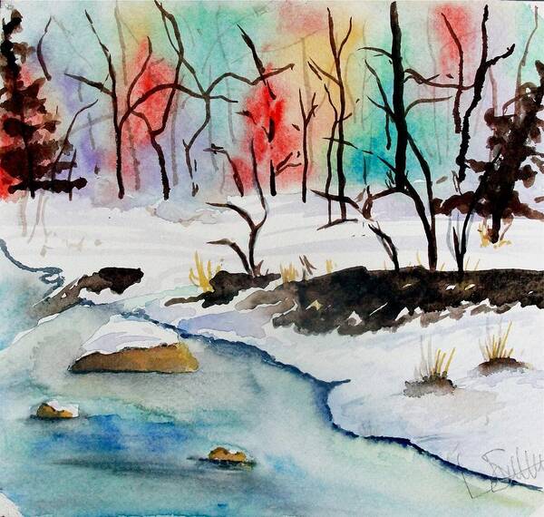 Colors Art Print featuring the painting Winter Stream by Jimmy Smith