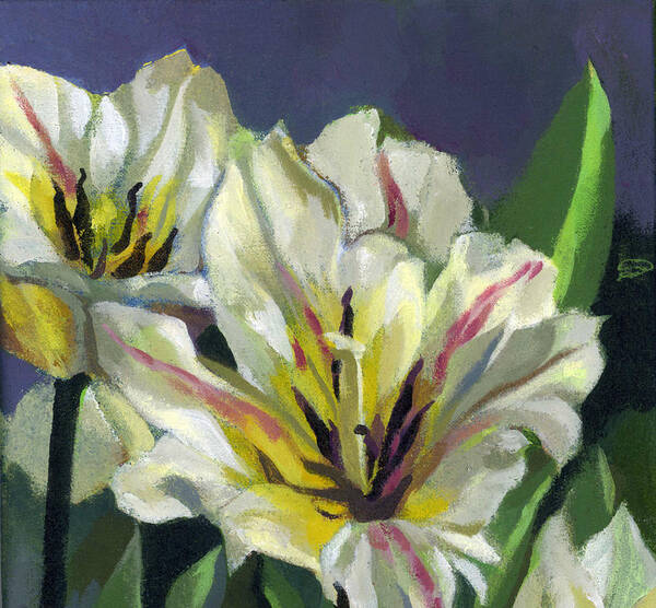 Tulip Flower Art Print featuring the painting White Tulips #2 by Alfred Ng