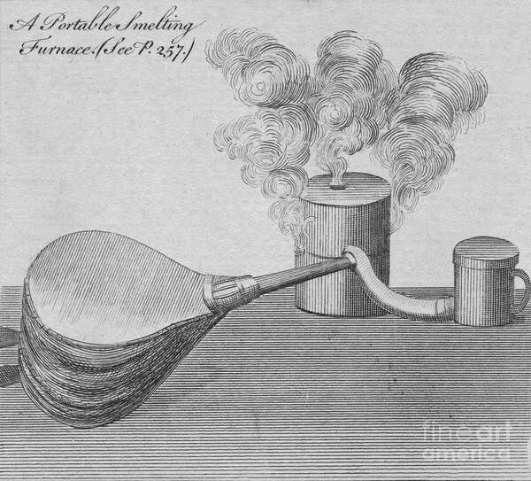 Bellows Art Print featuring the drawing A Portable Smelting Furnace by Print Collector