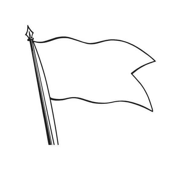 Archive Art Print featuring the drawing Blank White Flag by CSA Images