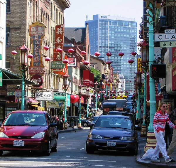 Chinatown Art Print featuring the digital art China Town SF by Ed Stines