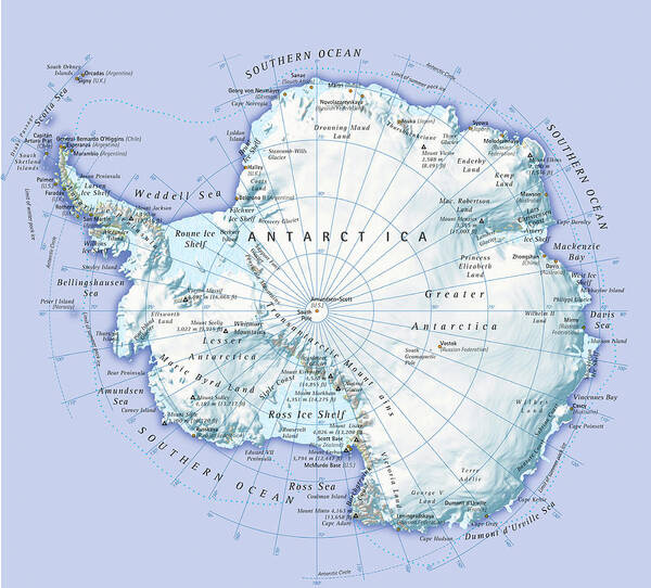 Latitude Art Print featuring the digital art Digital Illustration Of Antarctica by Dorling Kindersley