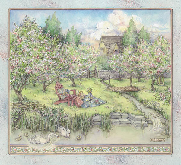 Far Orchard Art Print featuring the painting Far Orchard by Kim Jacobs