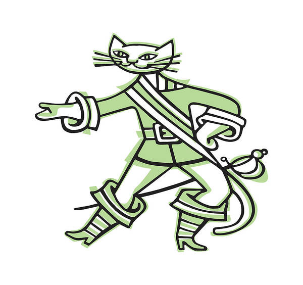 Animal Art Print featuring the drawing Feline Swashbuckler by CSA Images