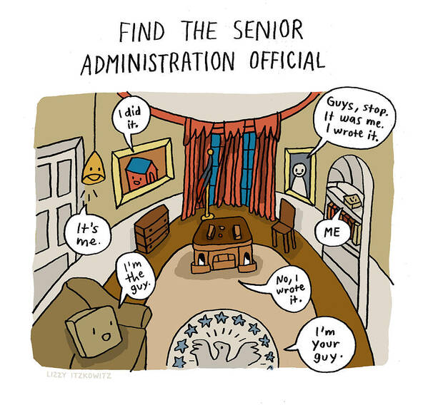 Find The Senior Administration Official Art Print featuring the drawing Find The Senior Administration Official by Lizzy Itzkowitz
